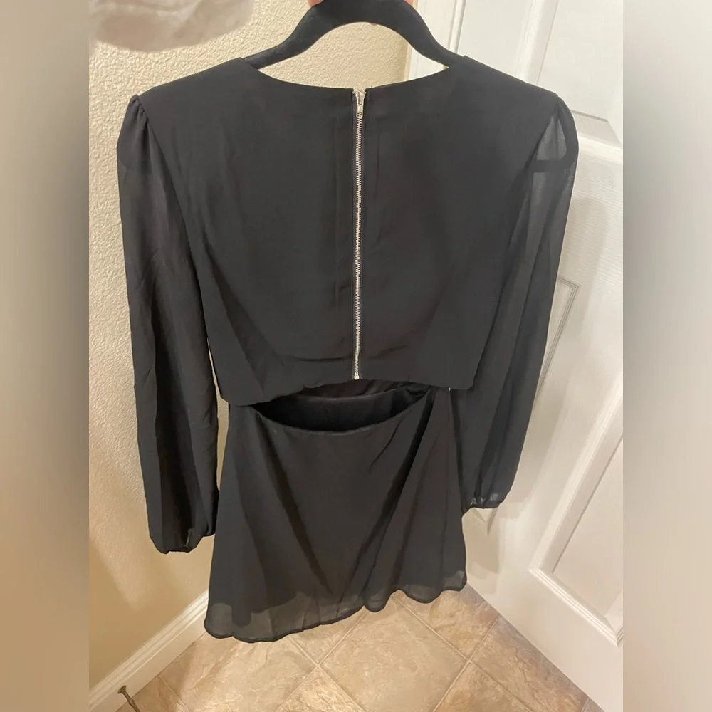 Lulus Garden Bliss Black Long Sleeve Cutout Mini Dress - Picture 8 of 8